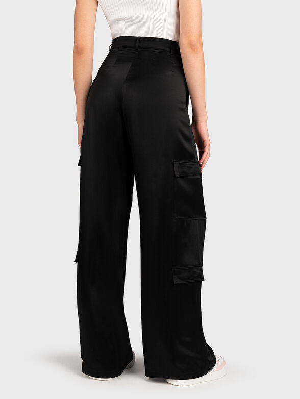Satin-effect trousers in black  - 2