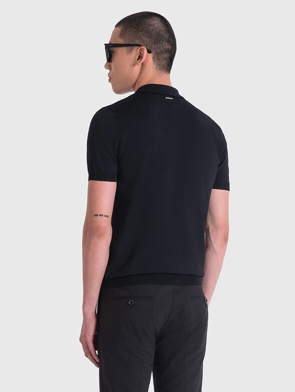 Black viscose blend polo shirt - 2