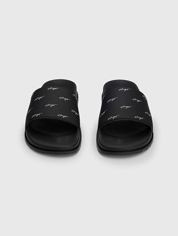 Black beach slides with logo motifs - 3