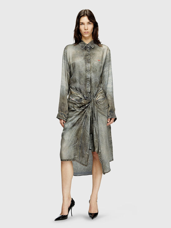 D-ILETTA long sleeve midi dress and classic collar - 1
