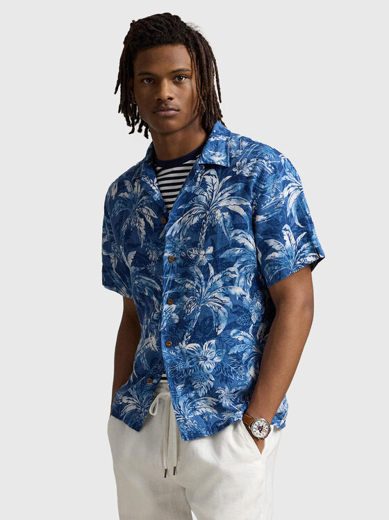 Ленена риза с тропически принт - 1