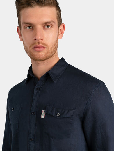 COLLINS Linen shirt i blue color - 3