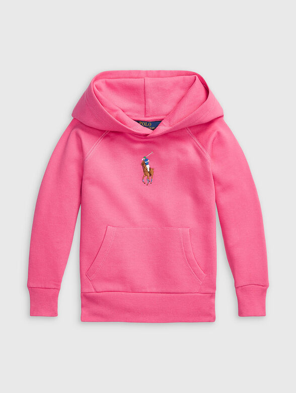 Sweatshirt with logo embroidery in fucsia color - 1