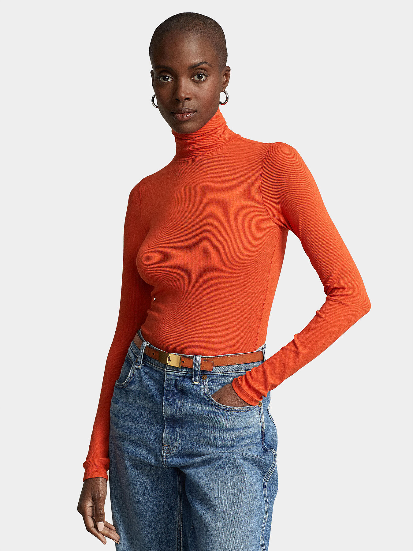 Orange long sleeve turtleneck sale