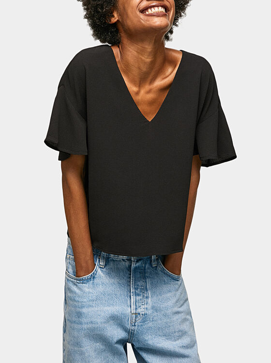 PENNY T-shirt with V-neckline in black color - 1