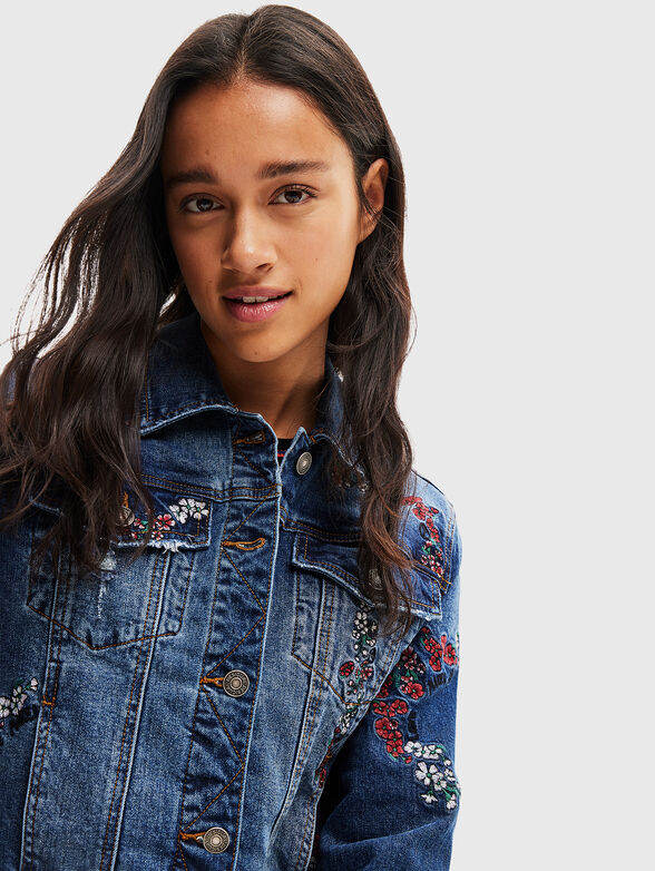 Denim embroidered jacket  - 4