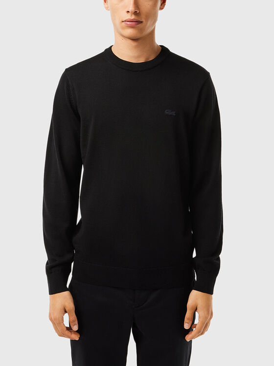 Черен вълнен пуловер - 1