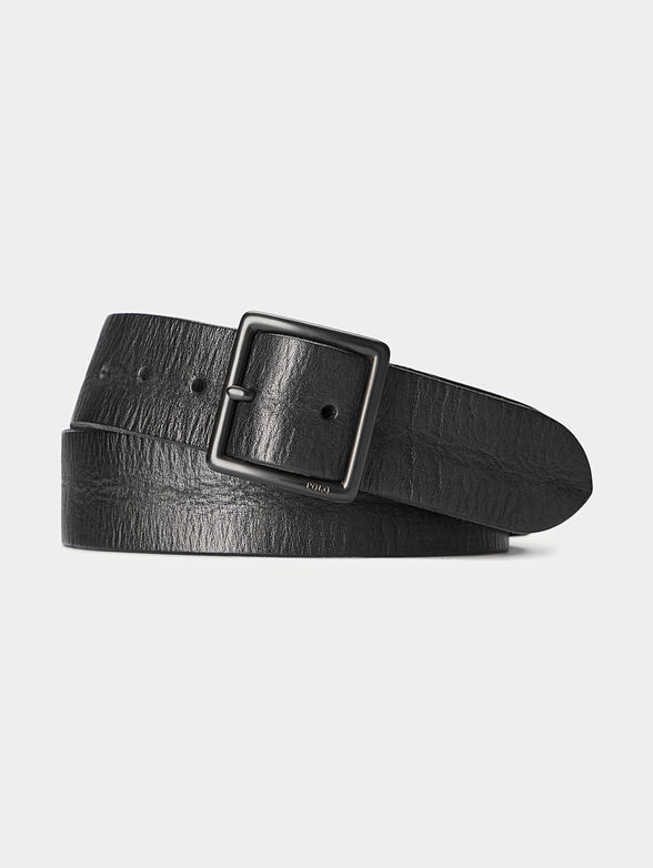 Black leather belt with metal buckle - 1