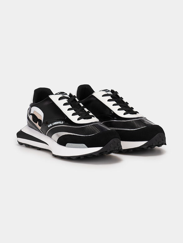 ZONE black sports shoes with logo accents - 2