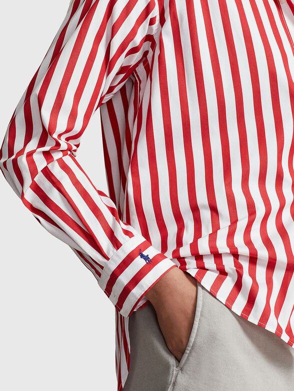 Cotton shirt with striped pattern - 4