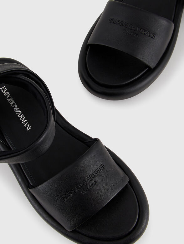 Black leather sandals - 3