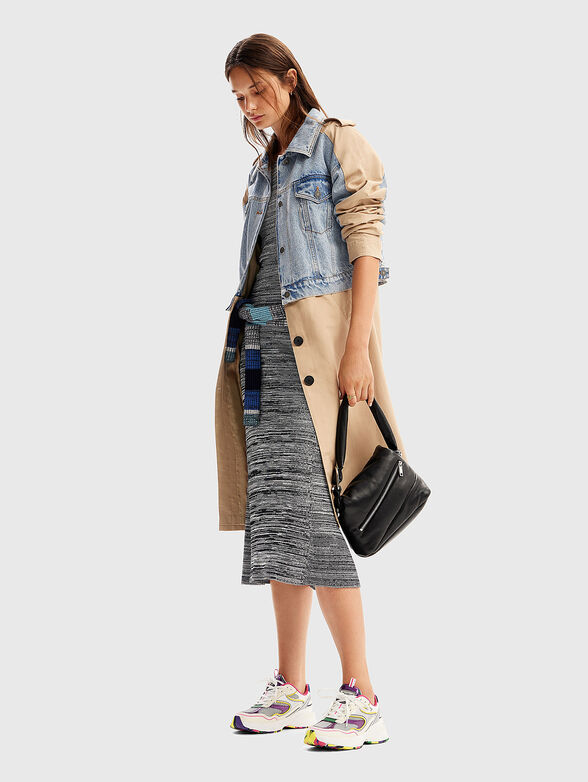 Trench coat with denim jacket top - 2