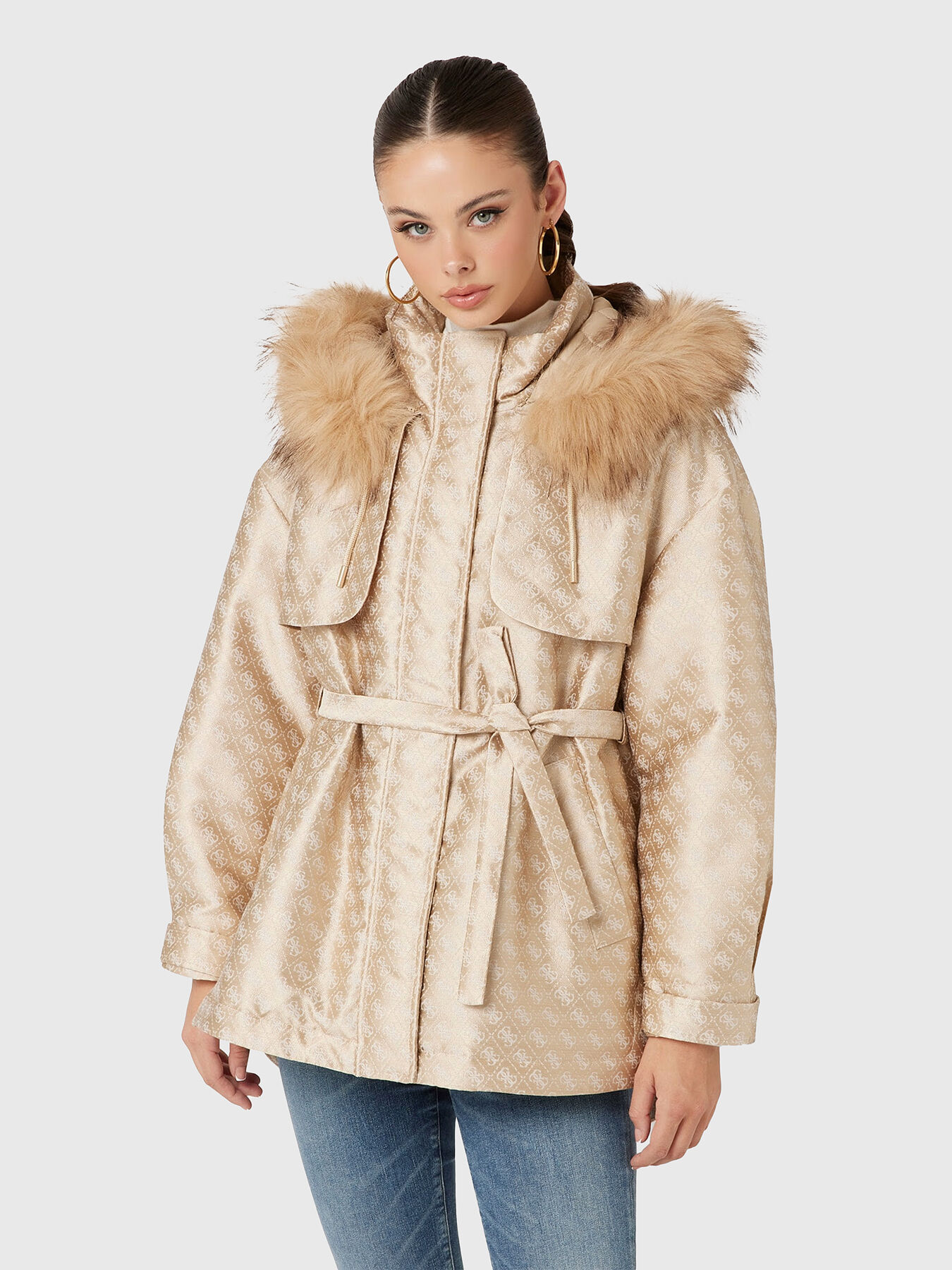ELLY parka with 4G monogram logo brand GUESS Globalbrandsstore en