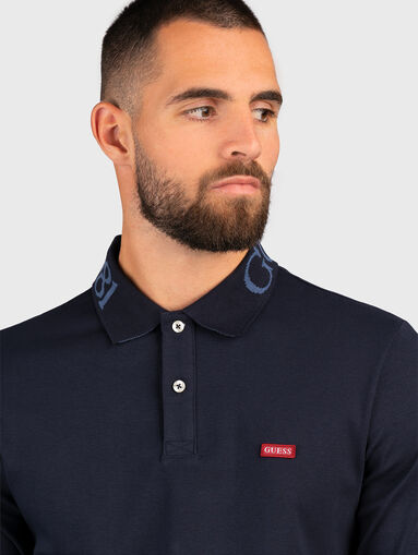 Long sleeve polo-shirt in dark blue color - 5