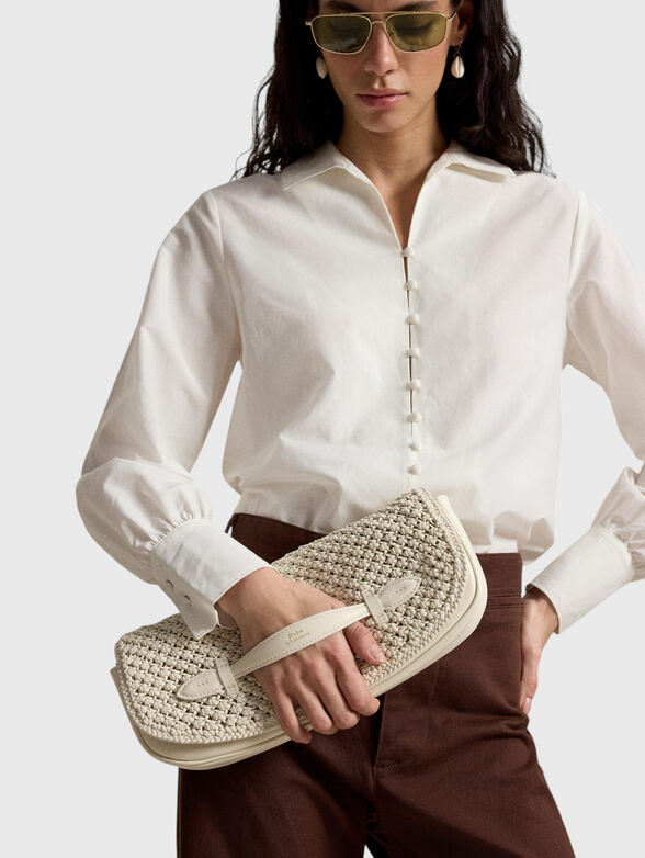 Leather bag with a woven texture and logo detail - 4