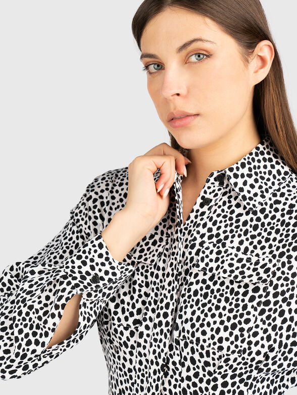 Pleated dress with animal print - 3