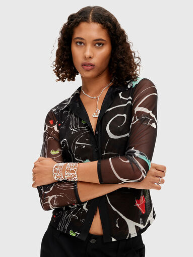 Shirt with sheer effect and print - 5