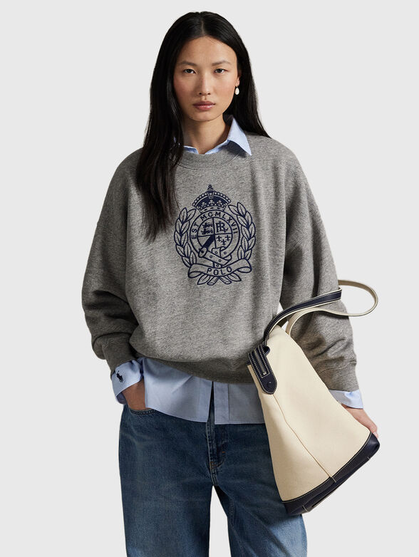 Embroidered crest fleece crewneck - 1