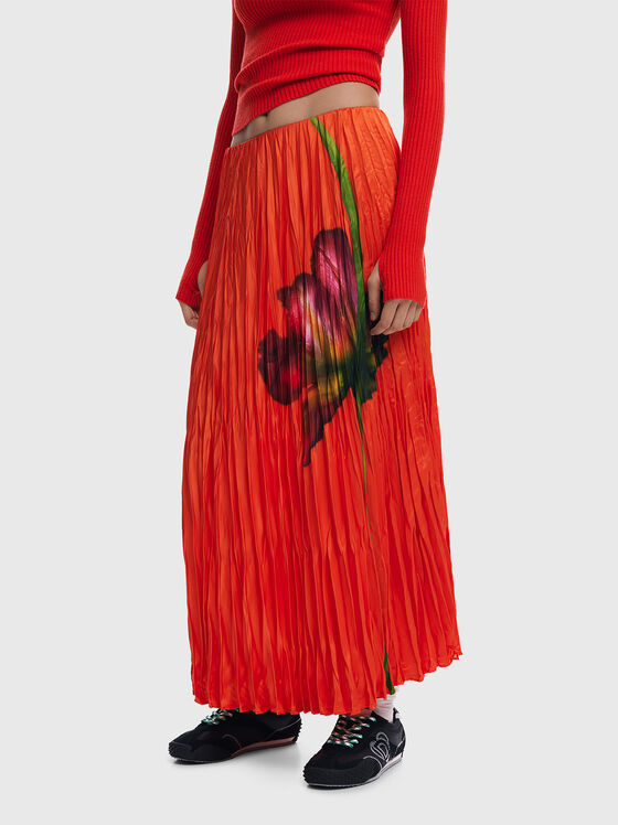 Maxi skirt with floral motif - 1