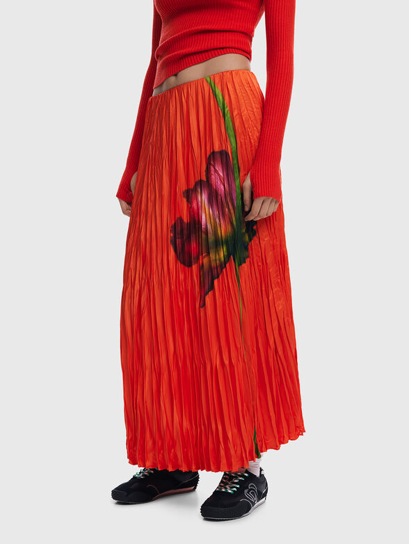 Maxi skirt with floral motif - 1