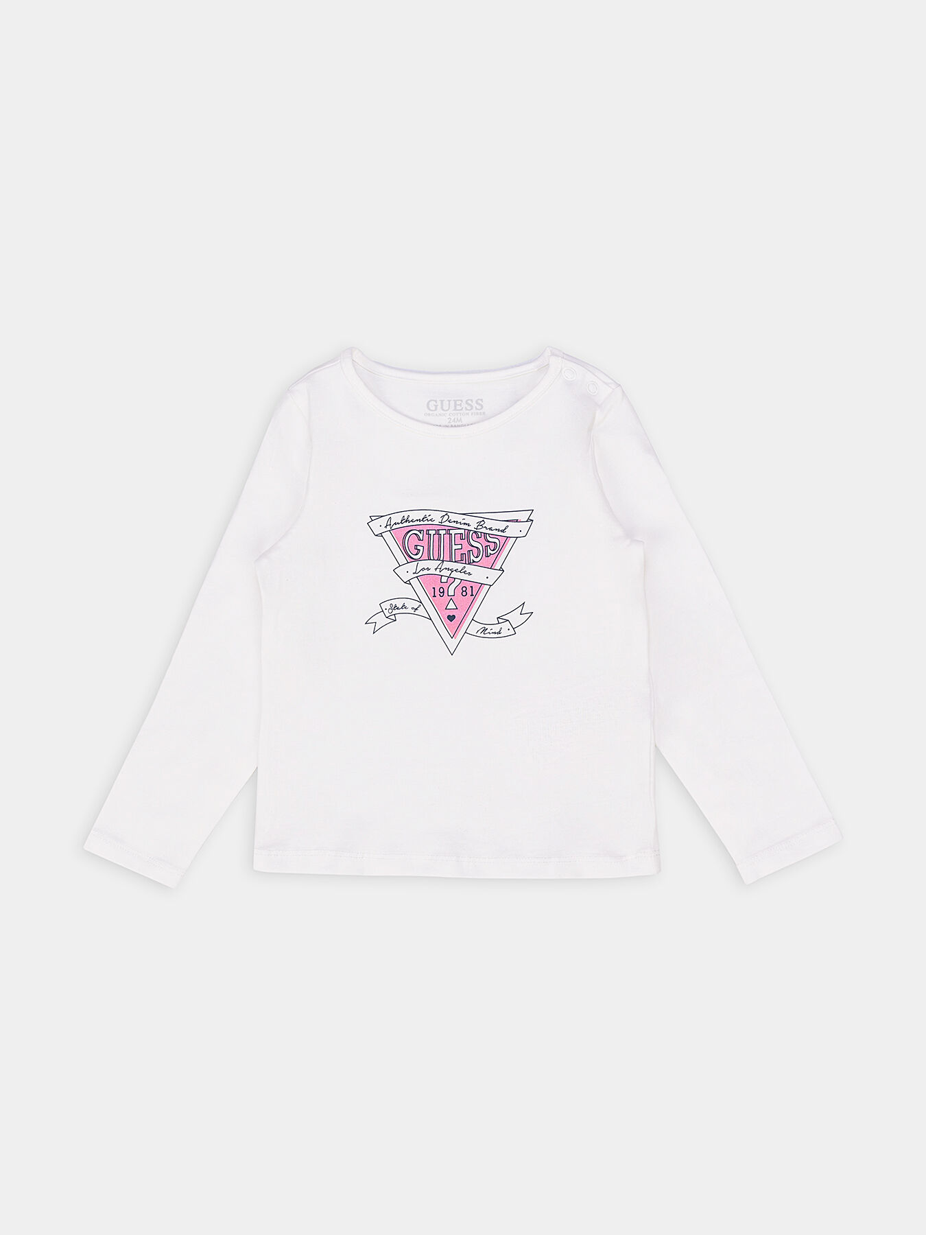 White blouse with logo accent brand GUESS Globalbrandsstore en