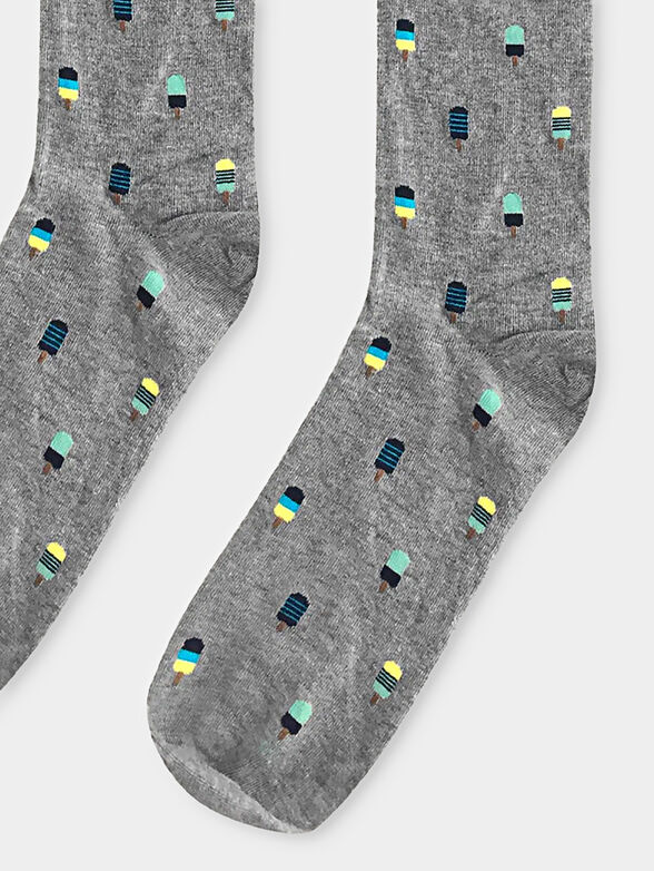 EASY LIVING grey socks with multicolor print - 2