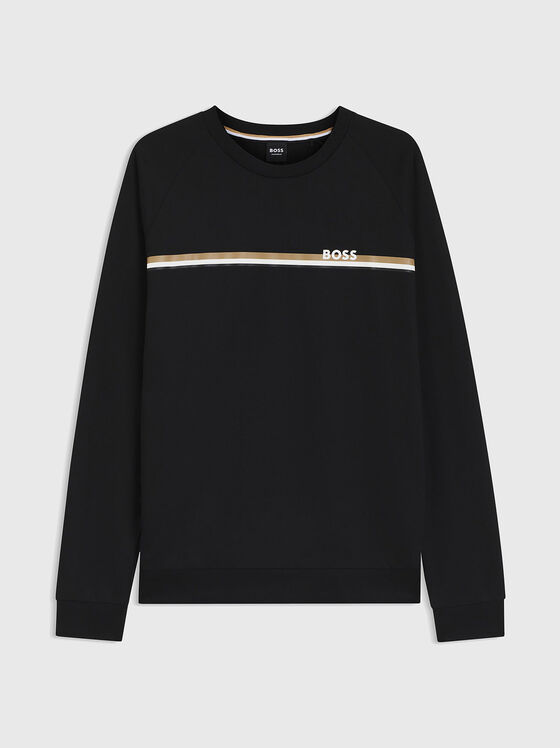 Cotton terry sweatshirt with stripe and logo - 1