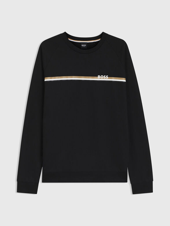 Cotton terry sweatshirt with stripe and logo - 1