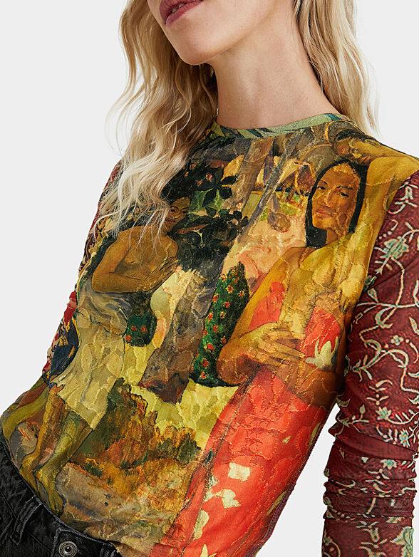 Blouse with long sleeve and art print - 2