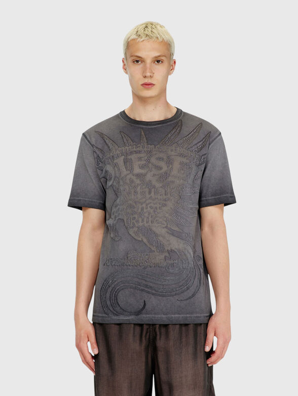 Light gray T-shirt with a round neckline - 1