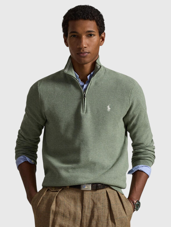 Logo-detail sweater with zip - 1