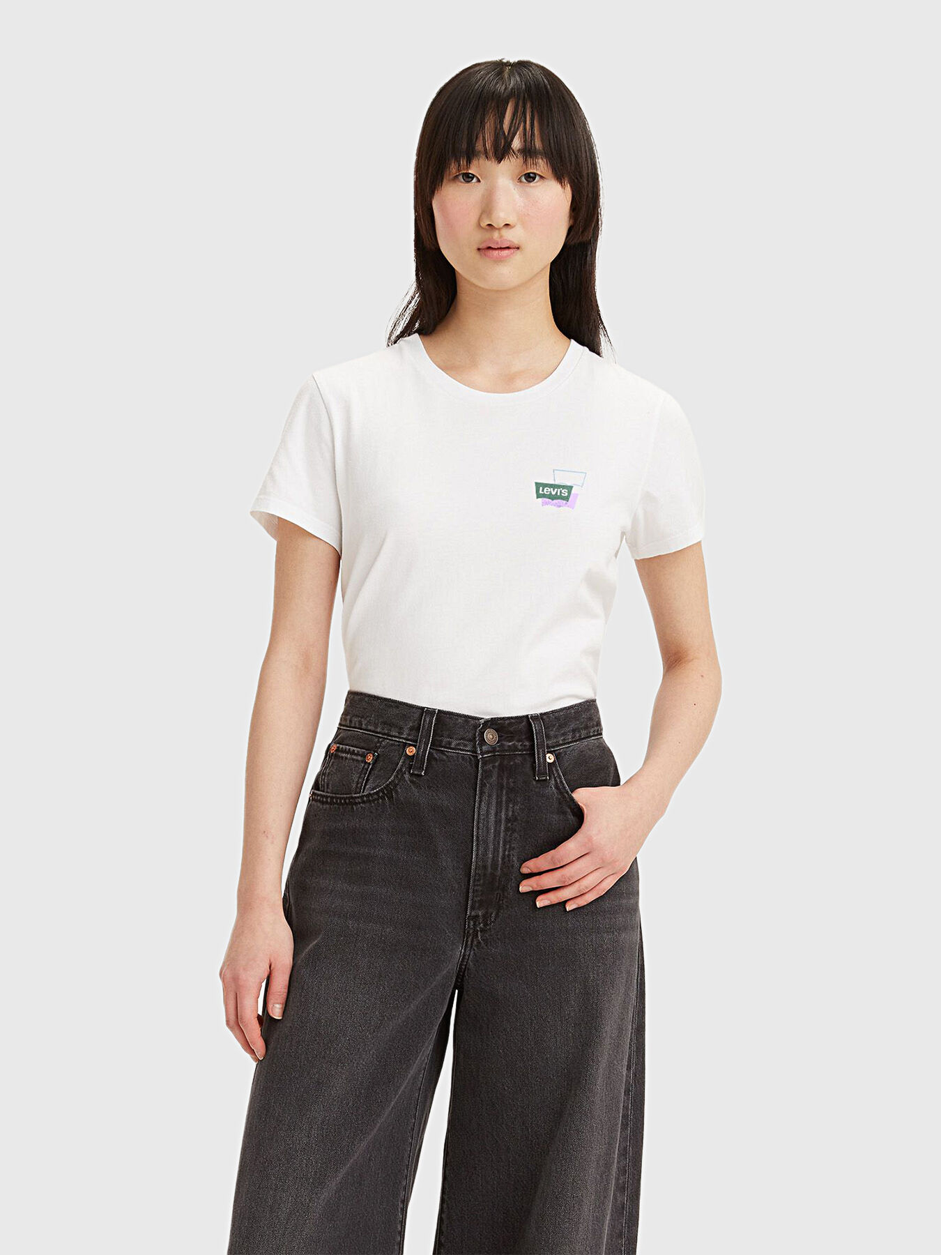 Cotton white T-shirt with logo detail brand LEVI'S