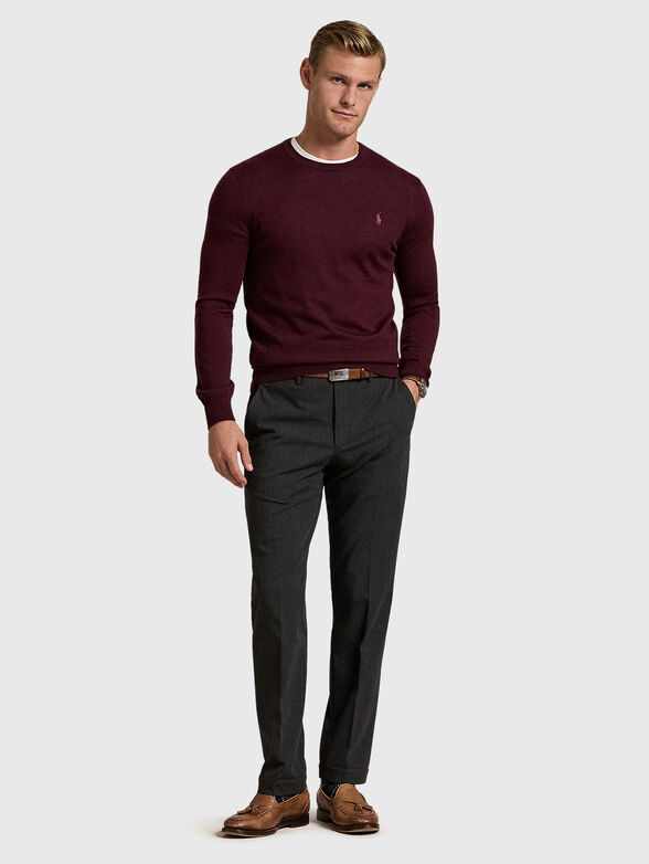 Burgundy sweater with an oval neckline - 2