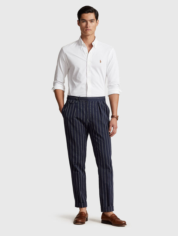 Cotton shirt with contrasting logo embroidery - 2