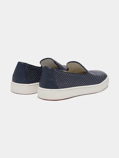 Blue leather slip-on shoes - 3