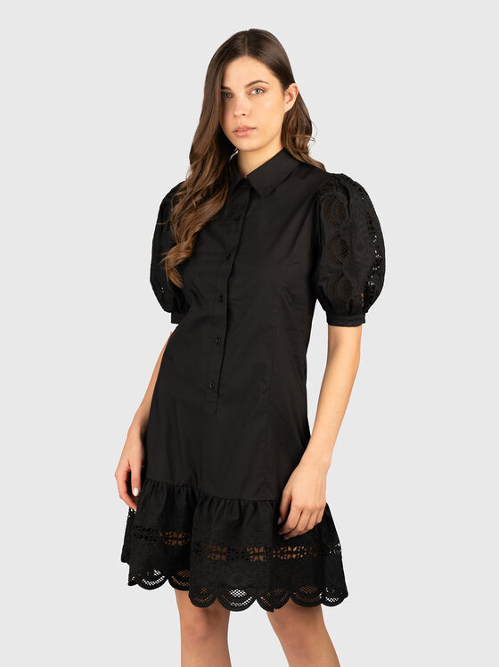 Cotton poplin dress with embroidery - 1