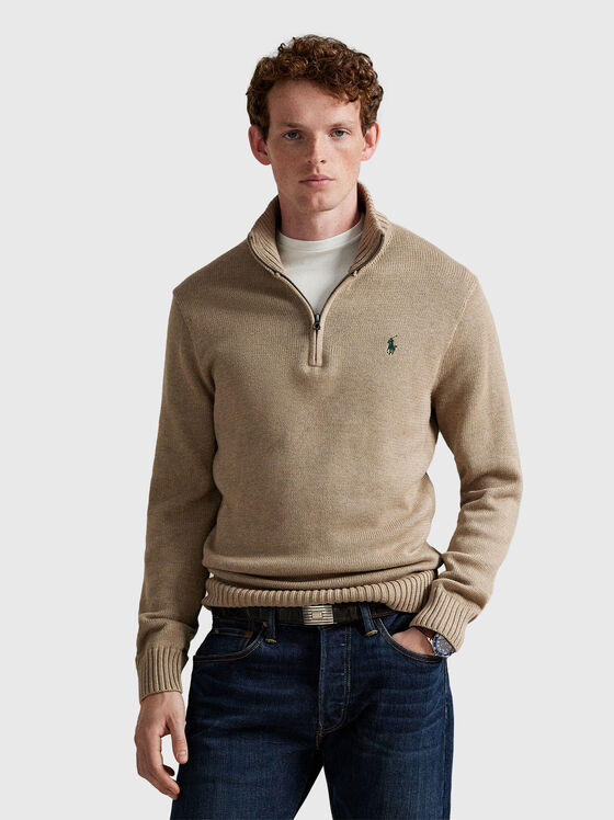 Cotton sweater with zip - 1