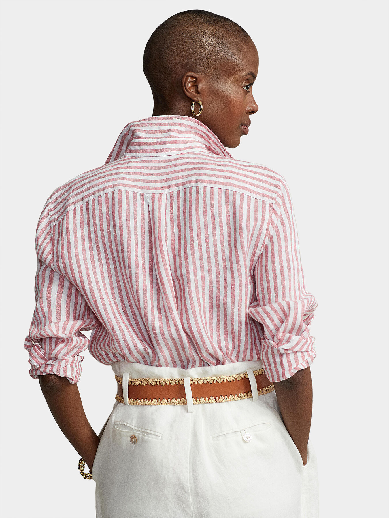 Linen shirt with striped print brand POLO RALPH LAUREN