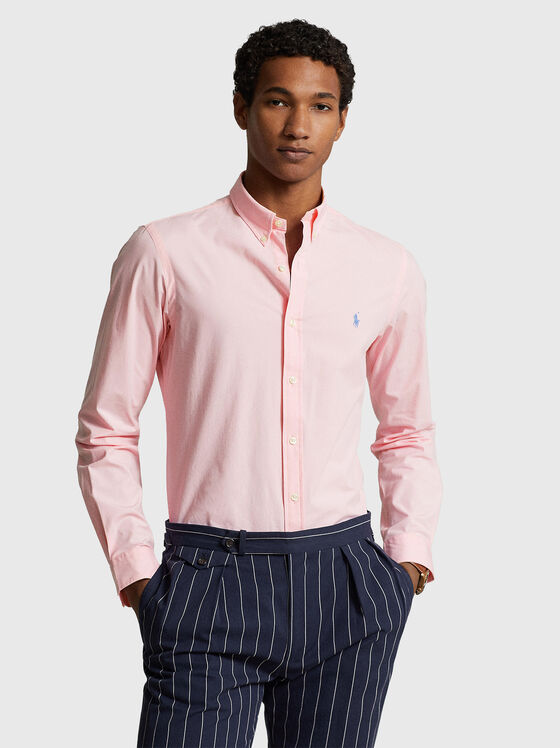 Риза в розов цвят от памучен бленд - 1