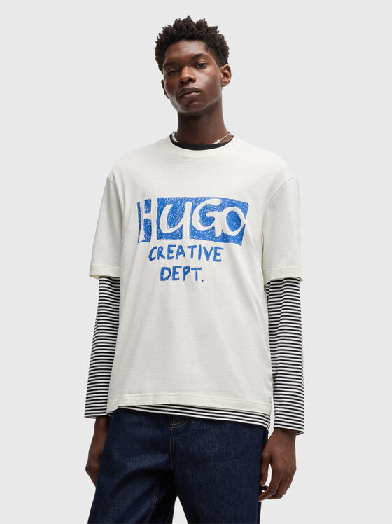 Тениска NUGOCREA в бял цвят с лого принт - 1