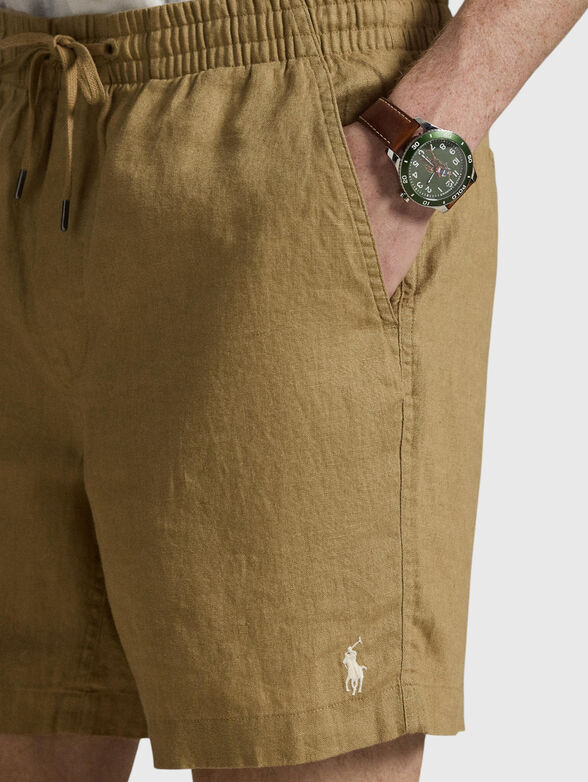 Linen shorts with an elastic waistband - 3