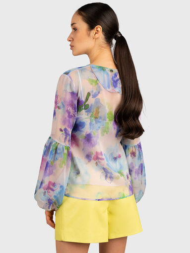 Blouse with puffed sleeves and floral print - 3
