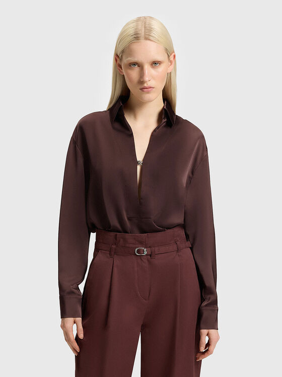 Satin V-neck shirt - 1