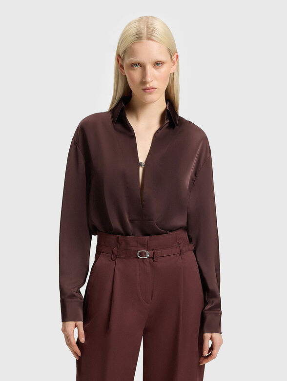 Satin V-neck shirt - 1