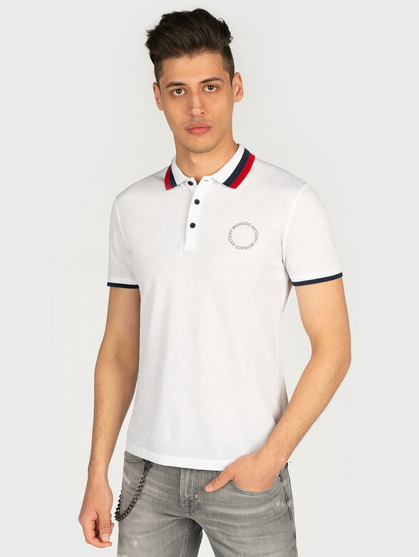 Cotton polo-shirt with logo print - 1