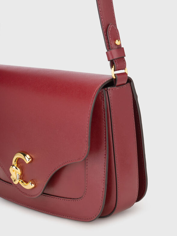 Leather crossbody bag in beige - 5