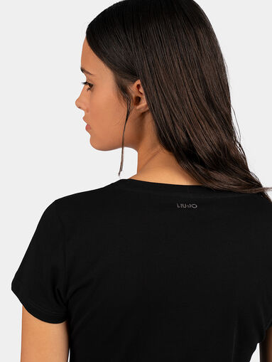 Black printed t-shirt with appliques - 3