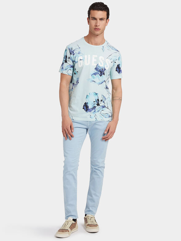 Natt T-shirt in blue color with floral accent - 2