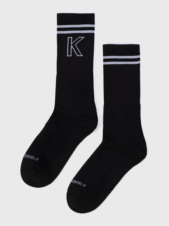 Black socks with contrasting logo  - 1
