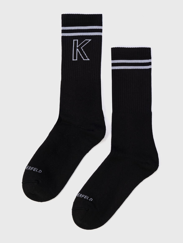 Black socks with contrasting logo  - 1